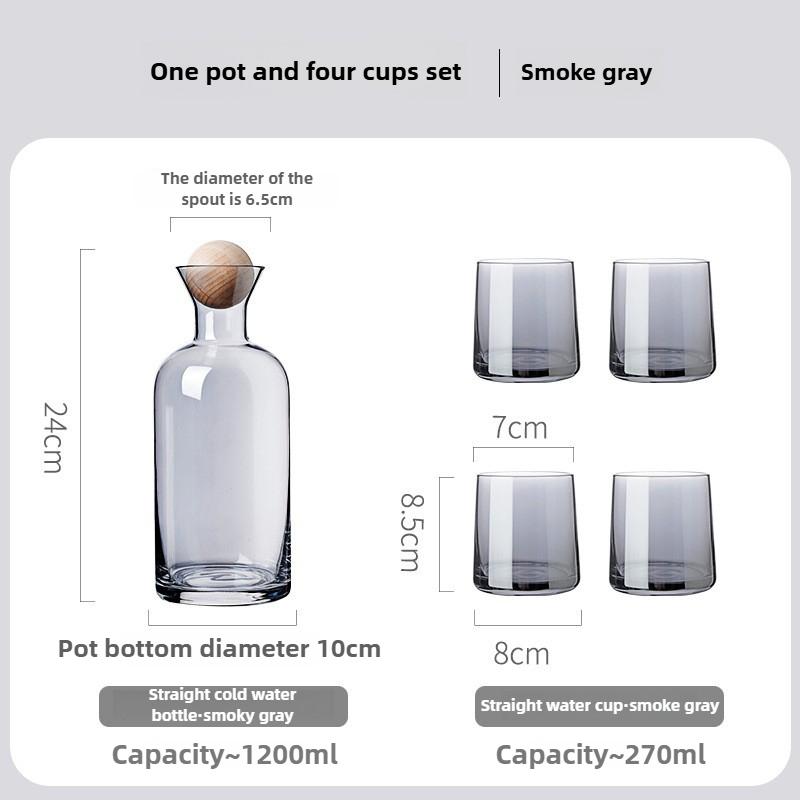 

Glass Kettle with Lid Water Bottle for Holding Water Fruit Juice Tea Drinks Utensils Glass Cup Cold Water Set