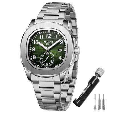 NIBOSI Stilvolle Edelstahl-Armbanduhr für Wasserdichte Analog-Uhr mit Metall-Datum Fluoreszierend Klassische Luxus-Uhr für Perfektes Geschenk Herren