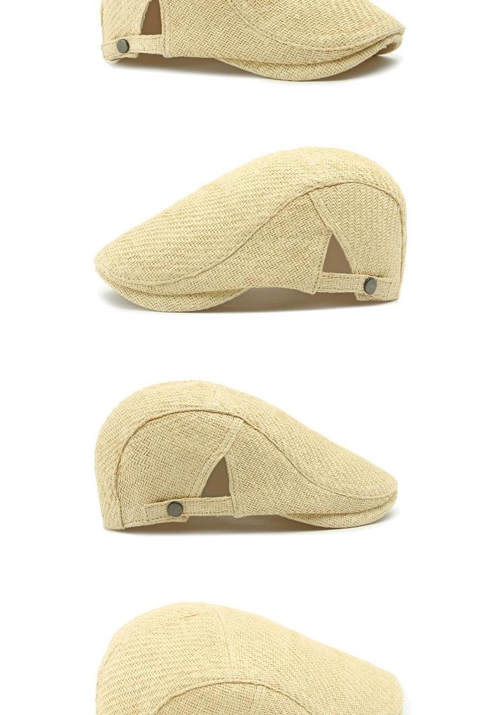 Men's Straw Hat Beret: Spring/Summer Sun Protection, Retro Duckbill Newsboy Cap.