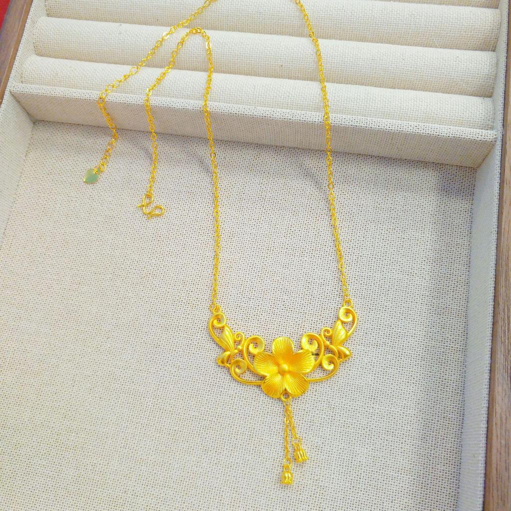 Zhou Family Happiness Bride Necklace—Vietnamese Sand Gold Imitation for Women, Integrated Chain, Together Forever Wedding Gift