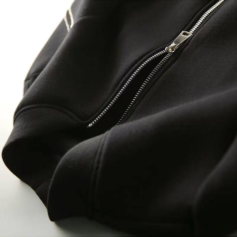 Hong Kong Style Baseball Jacket Black Coat Women Plus Size Slimming Womenswear Autumn Zip Up Cardigan