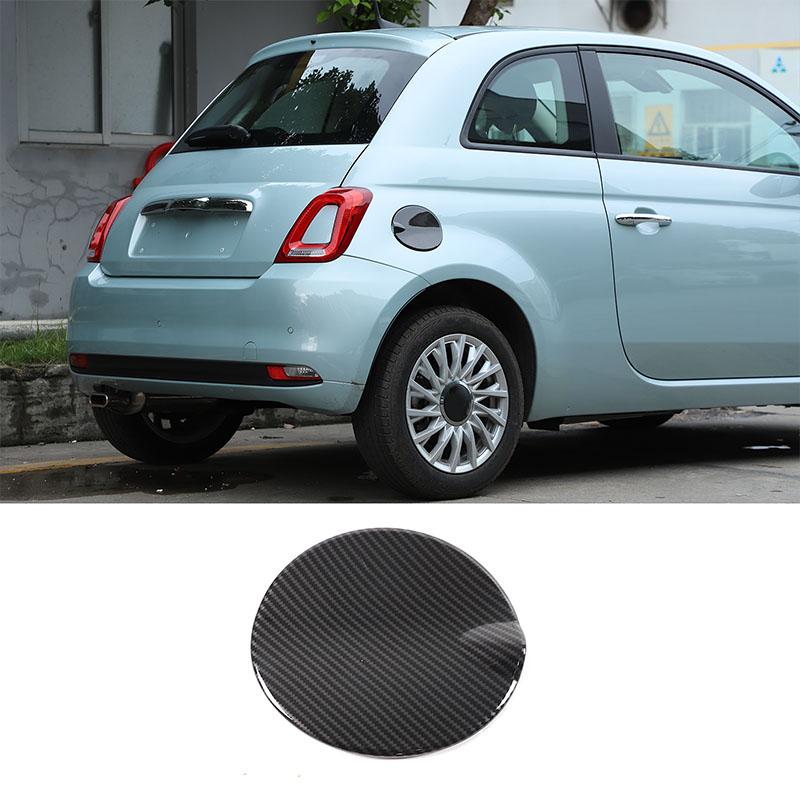 ABS Carbon Fiber/Black Exterior Car Fuel Tank Cap Decorative Trim Cover Sticker For Fiat 500 2016-2026 For Abarth 595 2012-2019