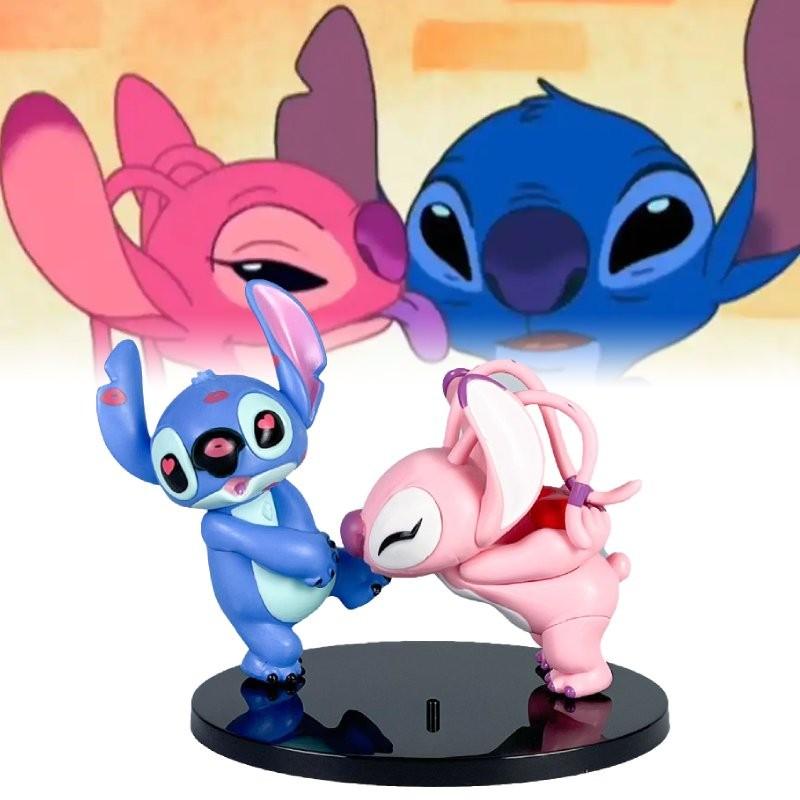 Entzückende Anime Stitch Angel Paar Figuren Pvc Modelle Perfekt für Autodekoration