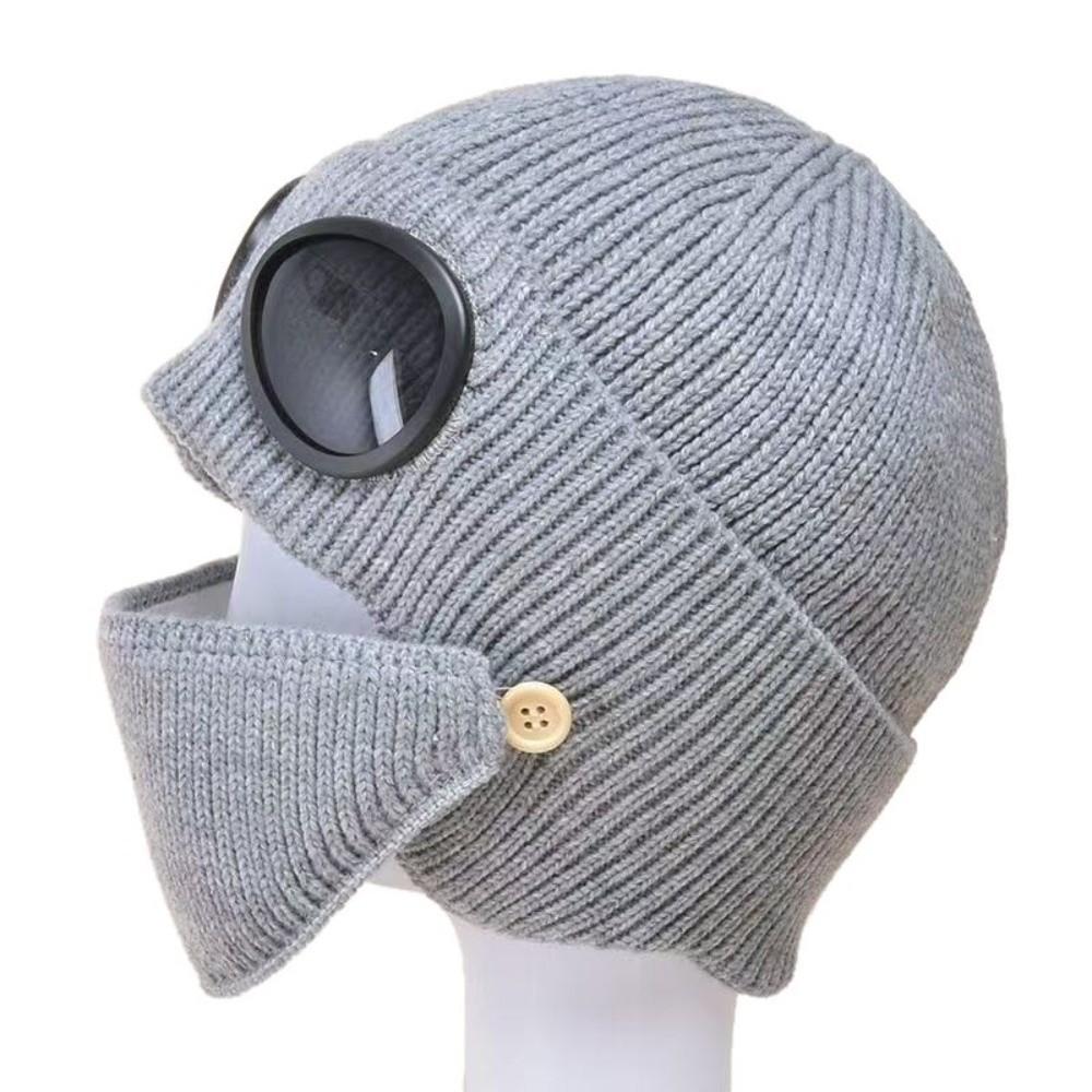 Fleece Lined Knitted Winter Hat Woolen Warm Hat With Mask Warm Woolen Hat  Cold Weather