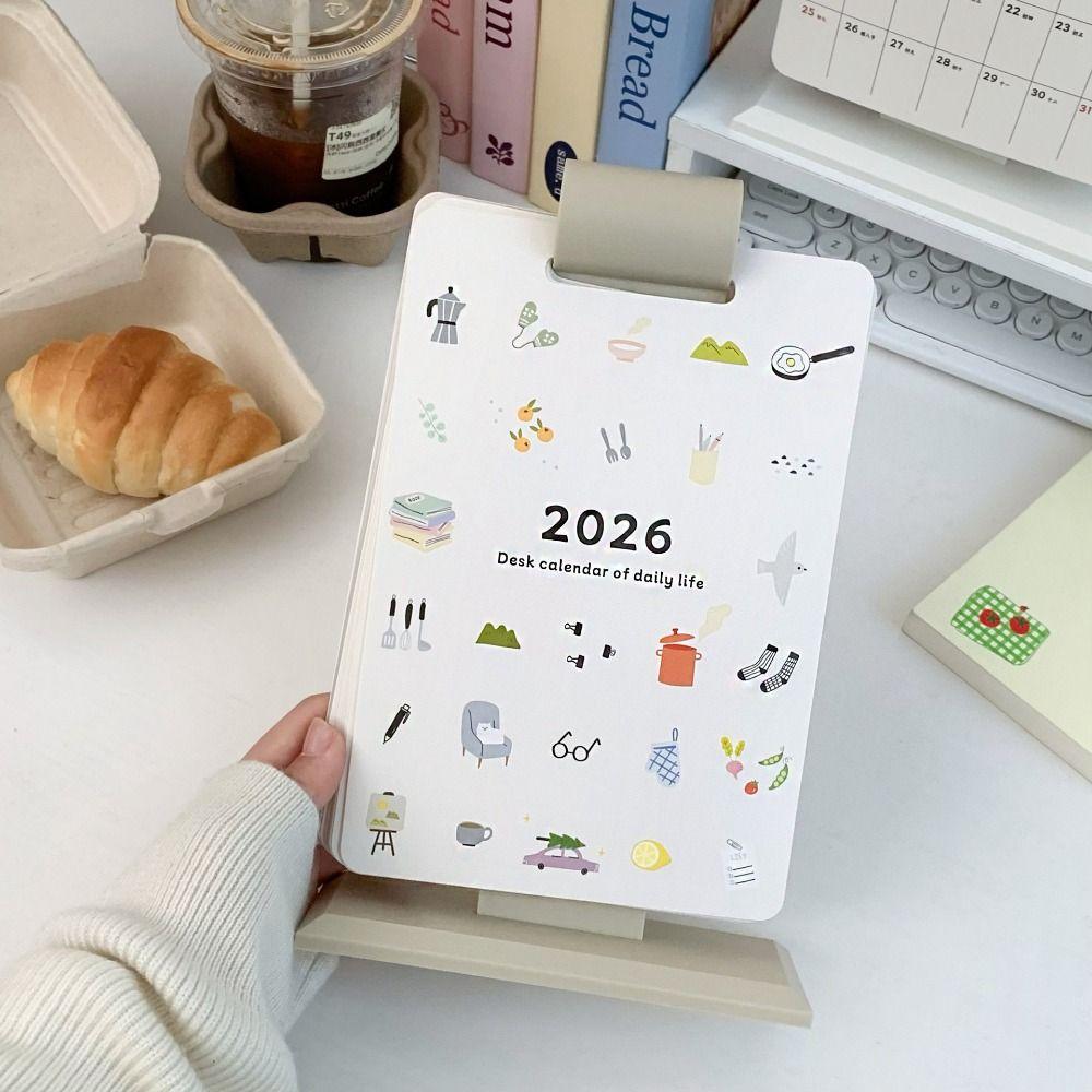 Paper Cartoon Desk Planner Cartoon 2026 Cute Student Calendar 2026 Desk Calendar  School