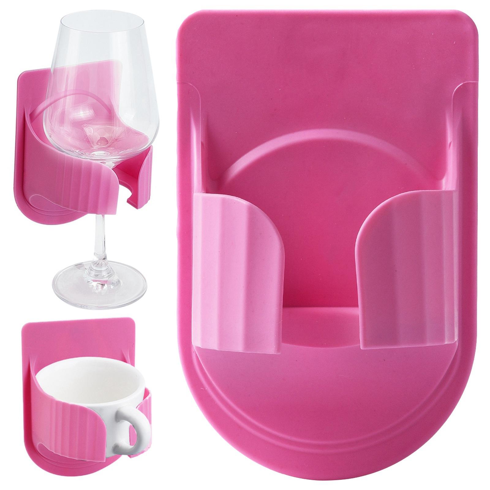 

Multi-Functional Wall-Mounted Bath Bathtub Bathroom Silicone Shower Wine Glass Beer Cans Bottle Drink Cup Holder pink