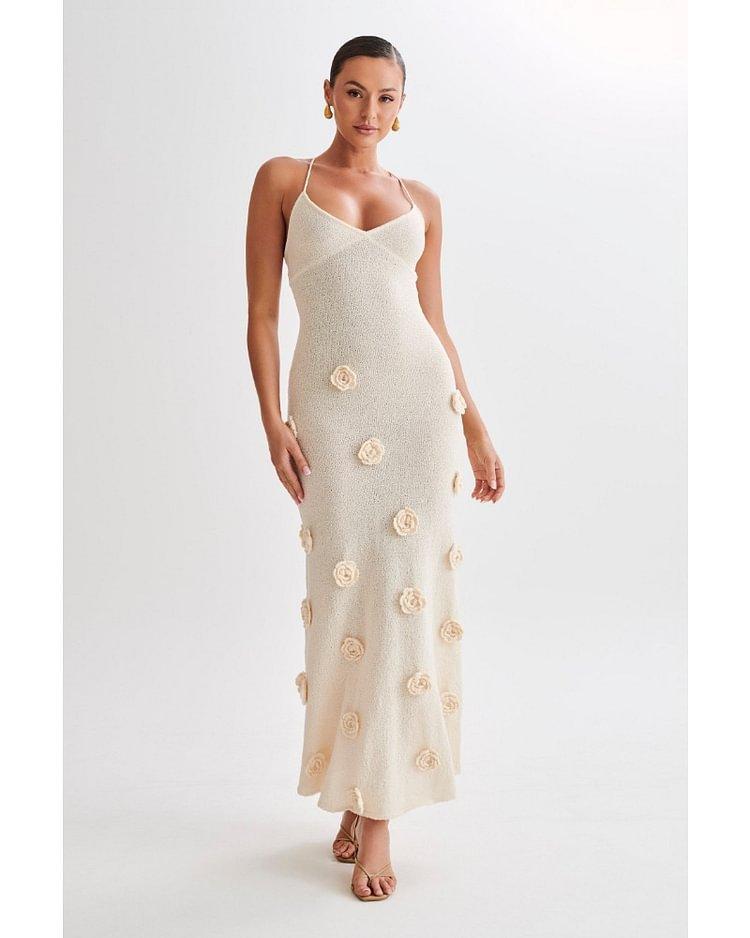 European and American style summer new women's clothing knitted flower dress women