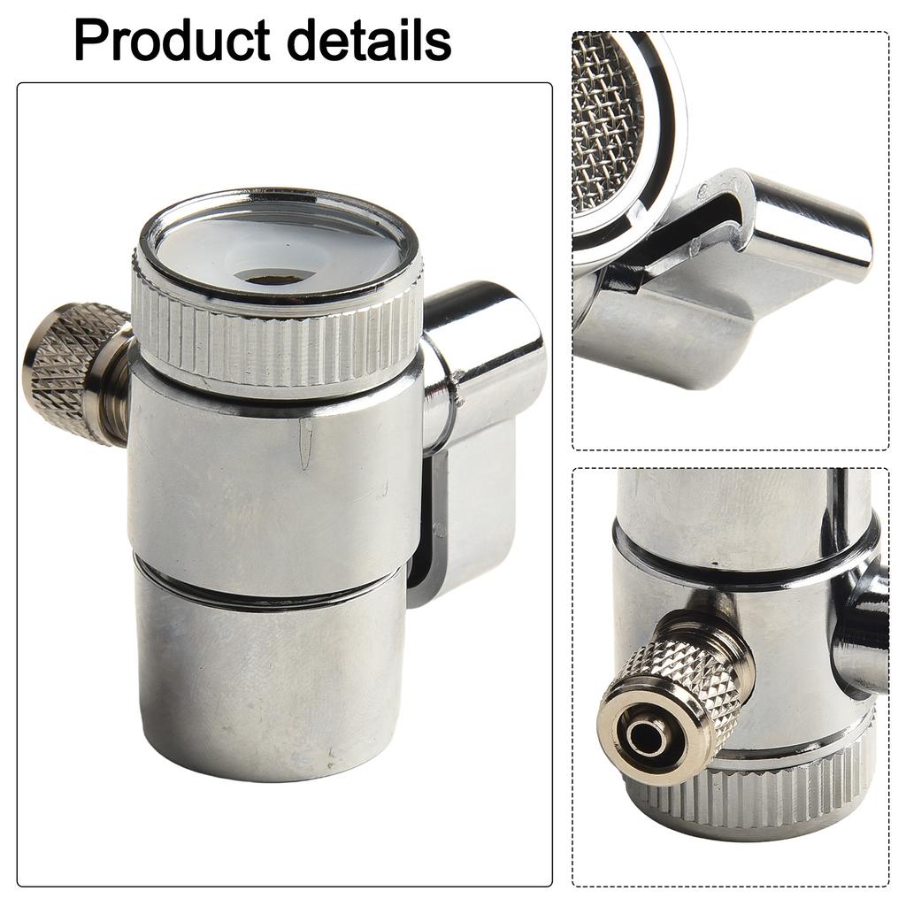 Silver Above Counter Water Filter For 1/4\" RO Tubing Faucet Diverter Valve M22 (22MM) Female Thread Bathroom Accessories