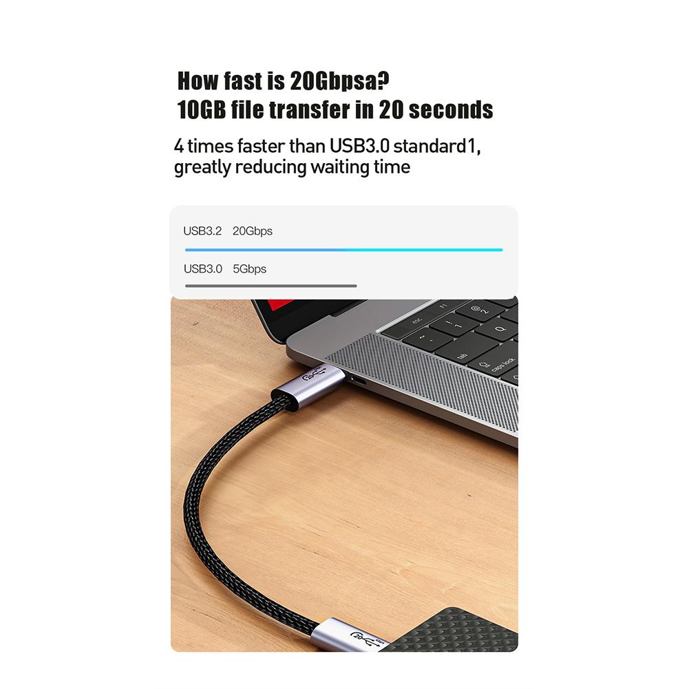 Data Cable Double C Line 100w With E-mark 5a Output C Male To C Male 3.2gen 20gb Data Transmission Cable