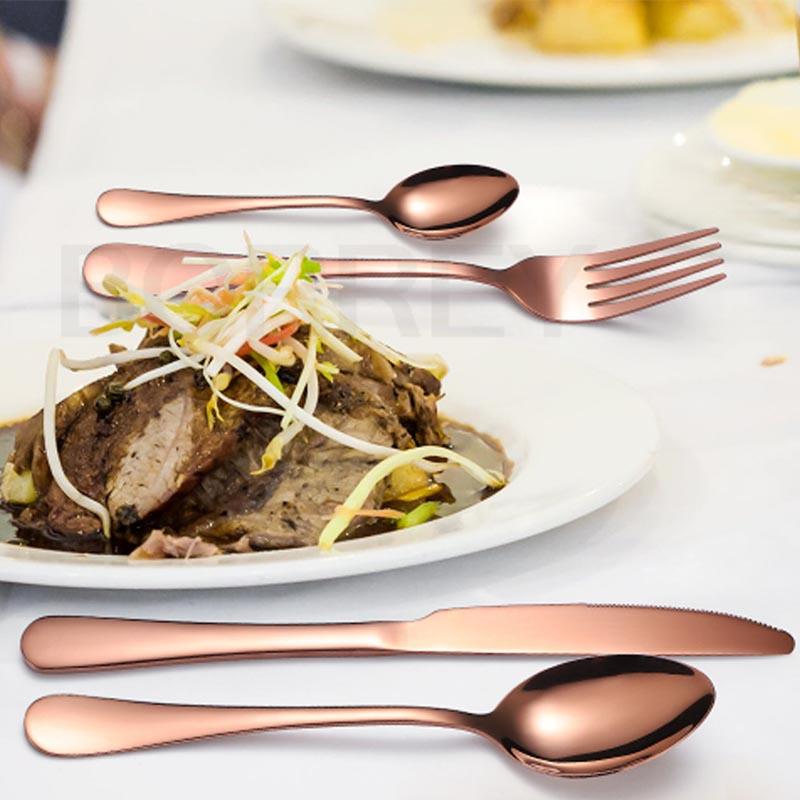 BORREY 24dílná sada nerezových příborů růžově zlatá příbory zlaté příbory jídelní sada nádobí západní jídelní sada nádobí