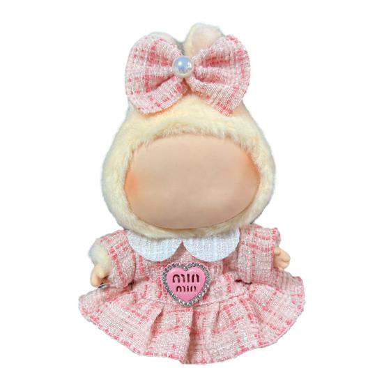 Puppenkleidung für 17 cm Puppen Einfach anzuziehen Perfekte Passform Bedrucktes Plüschpuppenkleid Weicher Stoff Puppenoutfit