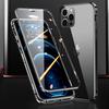 Metal Frame Double Sided Glass Magnetic Phone Case For iPhone16 15 14 13 12 Pro Max X XS 8 7 14 Plus 13 12Mini Camera Lens Cover