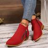 Side Zipper Suede Pointed Boots Winter Heel Chelsea Boots Women's 43