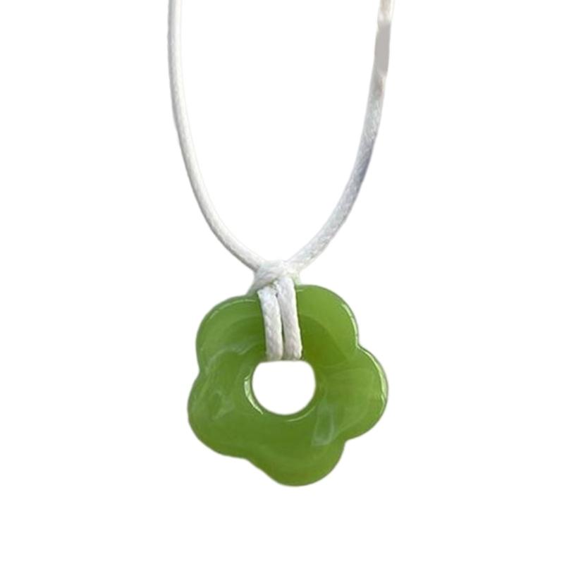 Dopamine Acrylic Flower Pendant Necklace Hollowed-Out Flower Choker Beautiful Neck Jewelry for Casual or Formal Event
