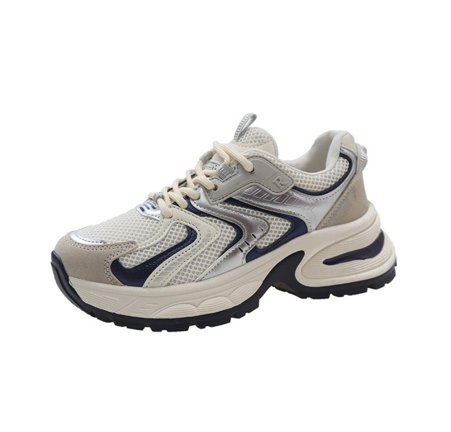 Silver Heightening Platform Shoes Women's 2025 Spring Retro Lightweight Breathable Casual Sports Low-top Dad Shoes Trendy and Versatile