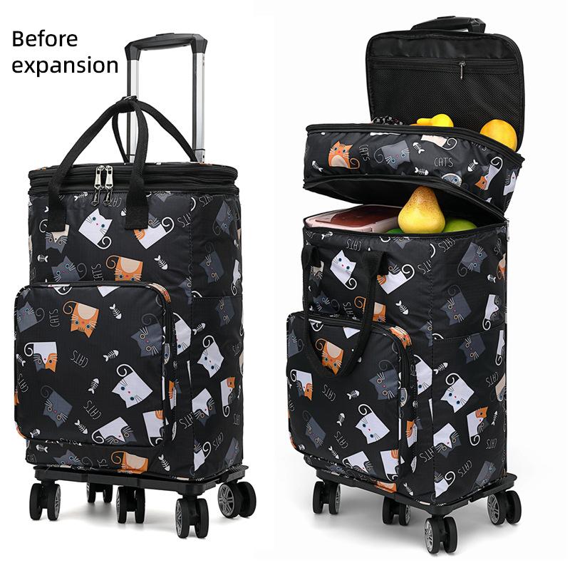 Telescopic Trolley Bag Supermarket Shopping Bag Folding Portable Lightweight Universal Wheel Travel Bag