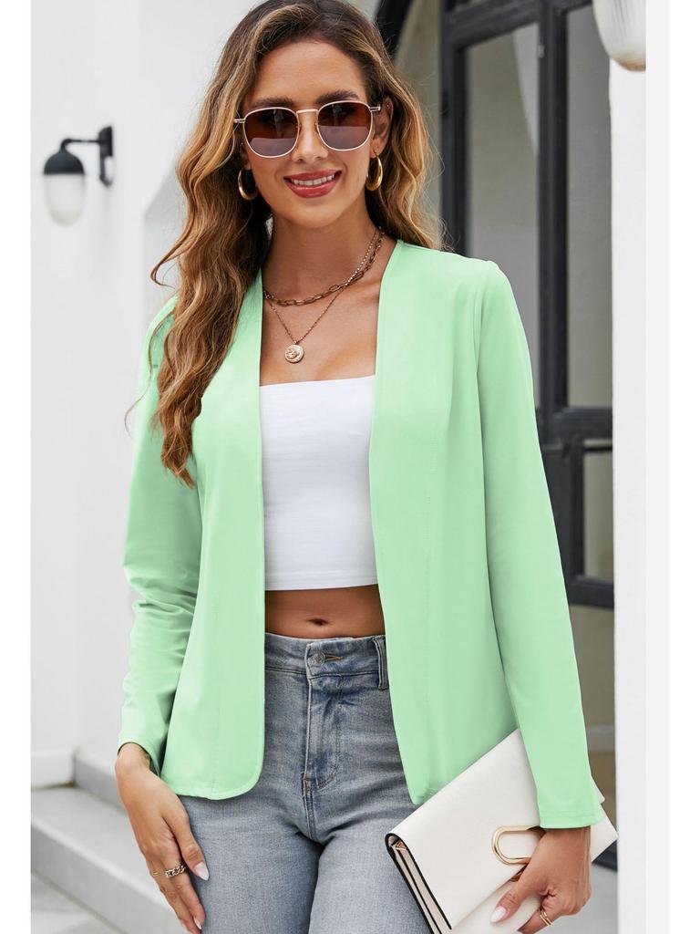 2026 Bestseller Slim Fit Long Sleeve Collarless Cardigan Blazer Jacket