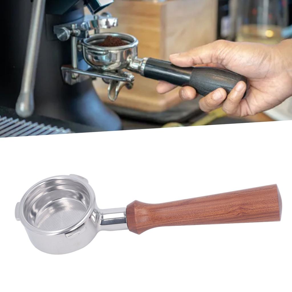58 mm bottenlös portafilter Trähantag Rostfritt stål Korg Avtagbar 3-öron Kaffeporfiter för Barsetto
