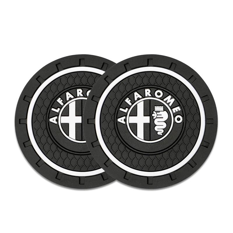 

2pcs Car Anti-slip Cup Holder Mat for Alfa Romeo Giulia Stelvio Giulietta 156 159 147 Mito Tonale Brera Car Styling Accessories чёрный