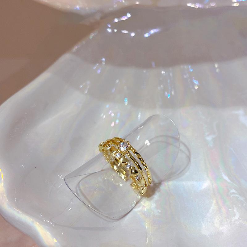 Niche Exquisite Zirconia Gentle Wind Versatile Natural Coloured Treasure Ring Stacking Female Colour Small Fresh Open Finger Ring Everyday Ring