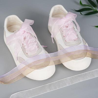 1Pair 4cm Wide Organza Shoe Strings 160cm Woman Bow Shoelaces Flat Silk Satin Ribbon Canvas Sneakers Sport Shoes Laces'