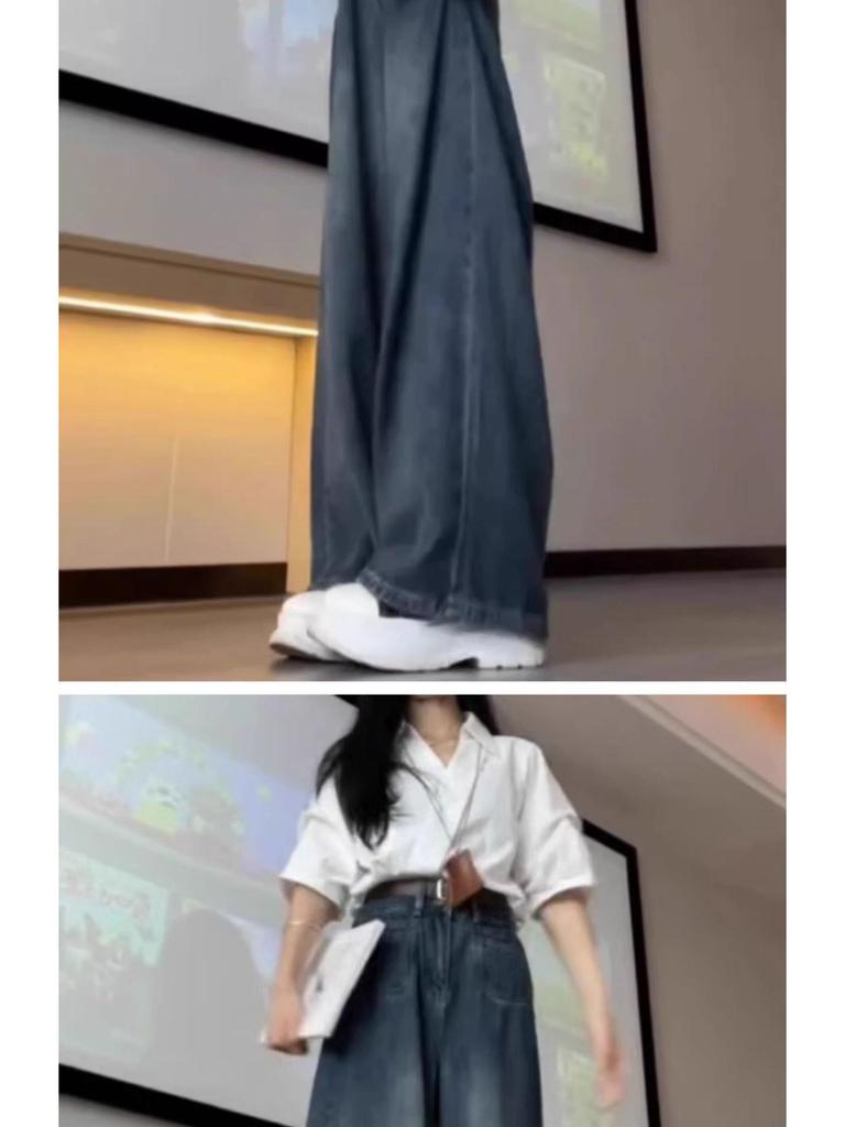 Women's Plus Size Fleece-Lined High Waist Straight Leg Jeans - 2025 Autumn/Winter Slimming Wide Leg Style