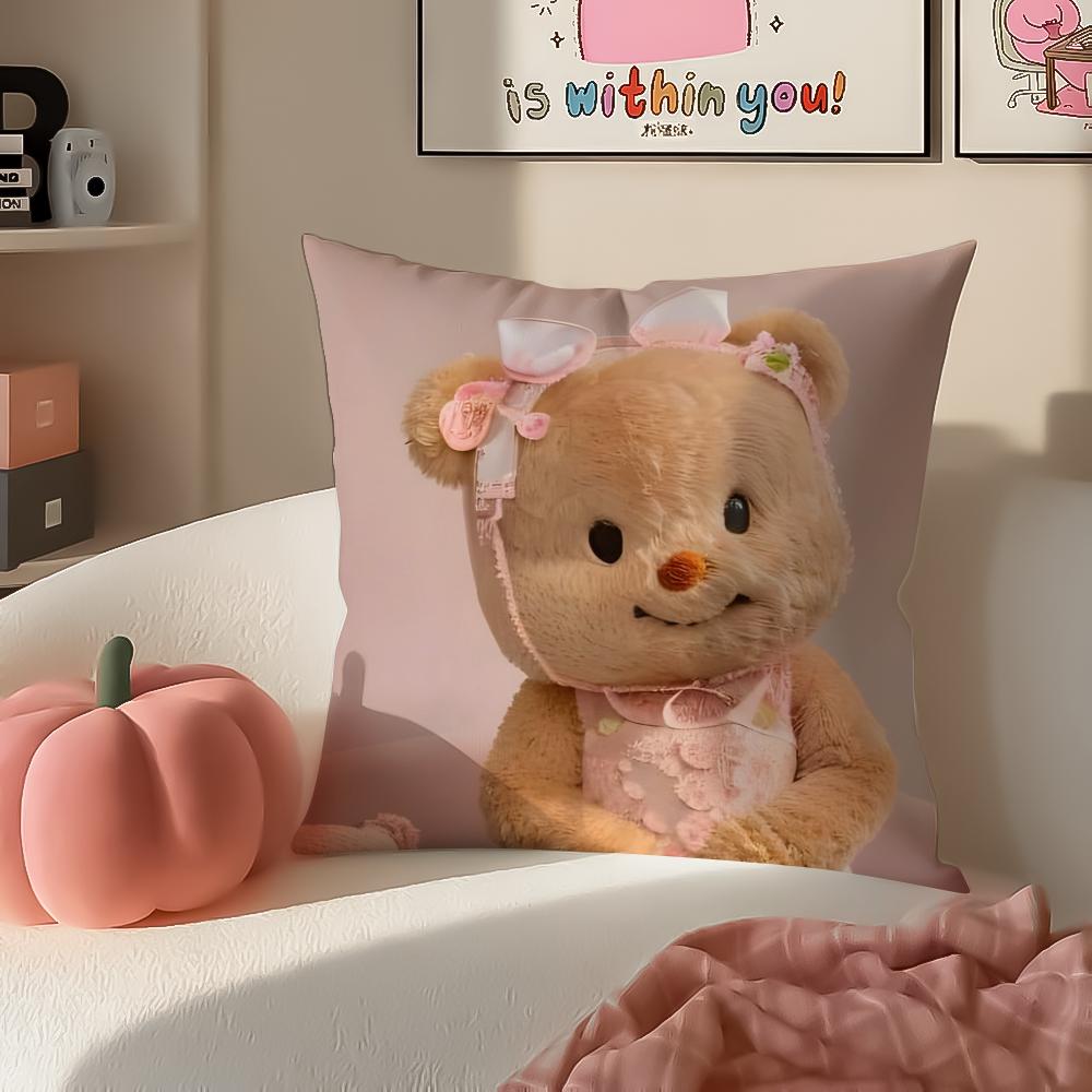 Chubby Cute Thai Character BButterbear Cushion Cover Pillowcase Short Plush Invisible zipper Room Sofa Cushion Cover