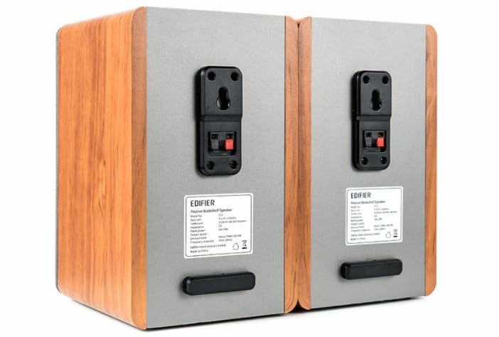 Edifier P12 Bookshelf Passive Wooden Desktop PC Speakers with Wall Mount Bracket for and Music Use Sold 2-Way Speakers, (Pair) - Built-in Home,