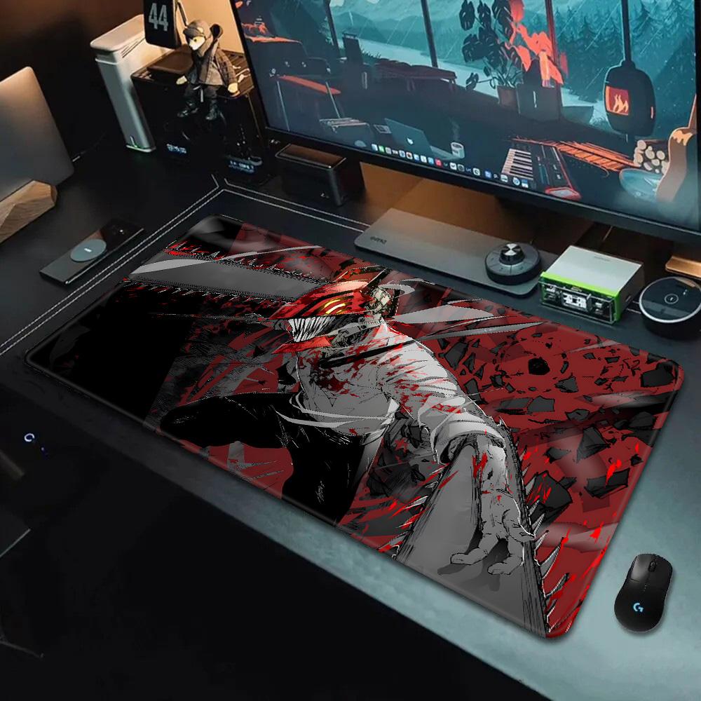 Anime Chainsaw Man Mauspade HD-Druck Computer-Gamer Verriegelungskante Rutschfestes Mauspade XXLxcm Tastatur PC Schreibtischunterlage