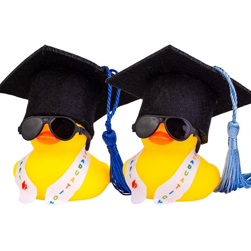 Graduation Ducks Car Dashboard Decorations Rubber Duck Car Ornaments Accessories With Mini Graduation Hats Sashes Glasses