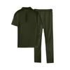 Men's Solid Color Textured Short Sleeved Trousers Suit Casual Sports Short Sleeved Trousers Suit
