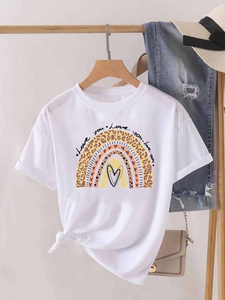 Love Heart Print Clothes Graphic Tshirt Fashion Print Summer Unisex Trend Sweet Short Sleeve Lady Female Shirt Tee