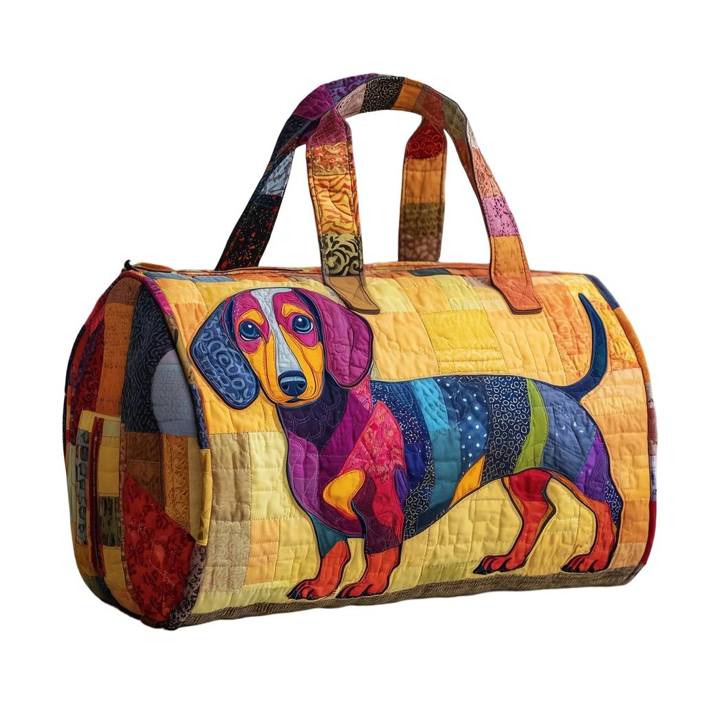 3D Puppy Series Quilted Pleated Cotton Travel Bag Fashion Printed Women's Yoga Bag Handbag