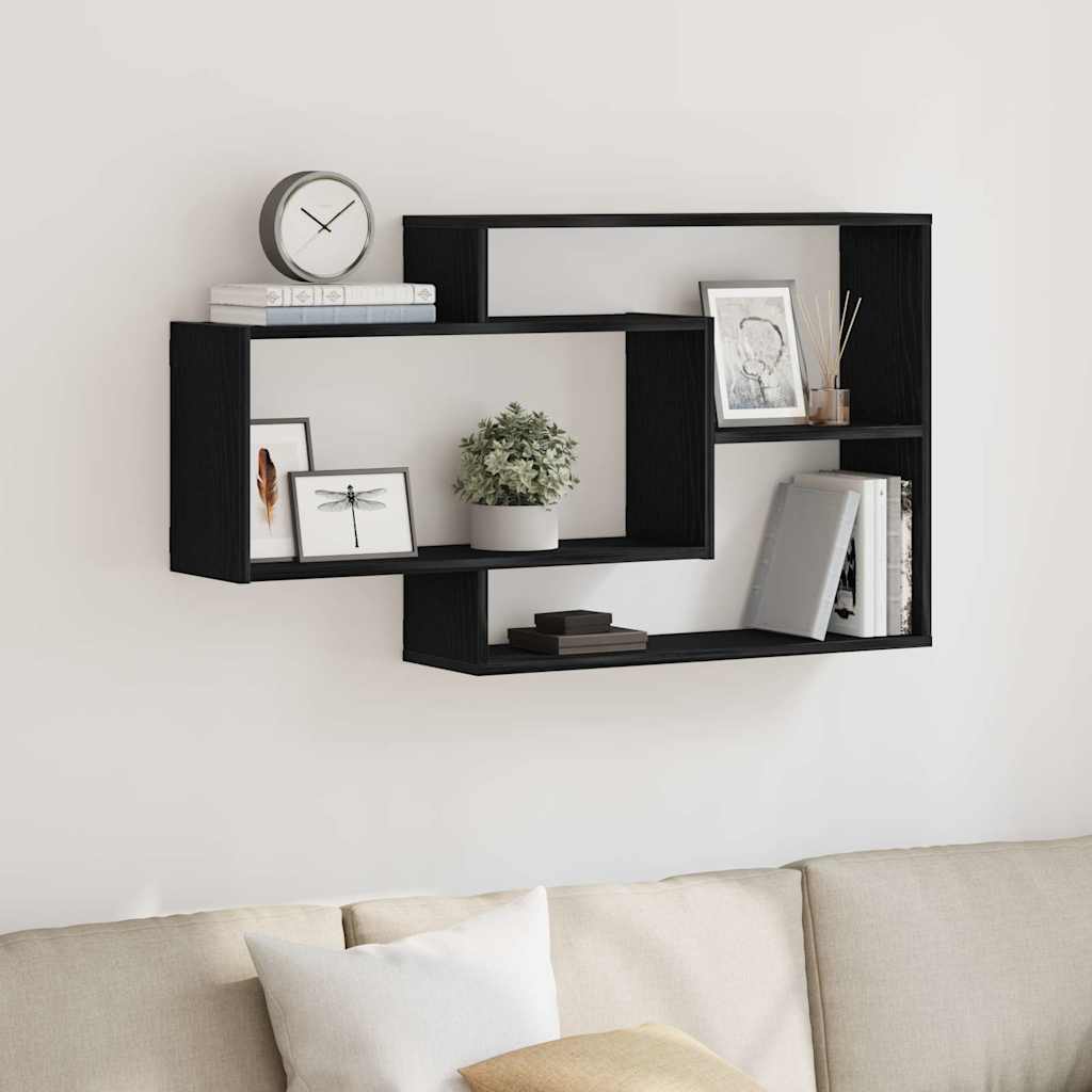 Wall Shelf Oak Black 104 x 20 x 58.5 cm Engineered Wood