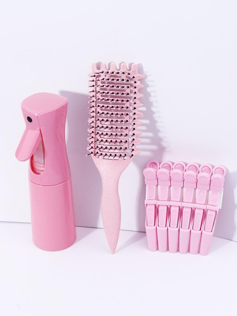 8pcs of hairdressing kit,spray bottle,hollow ventilated hair combs and alligator shaped hair clips,Special for real hair wigs
