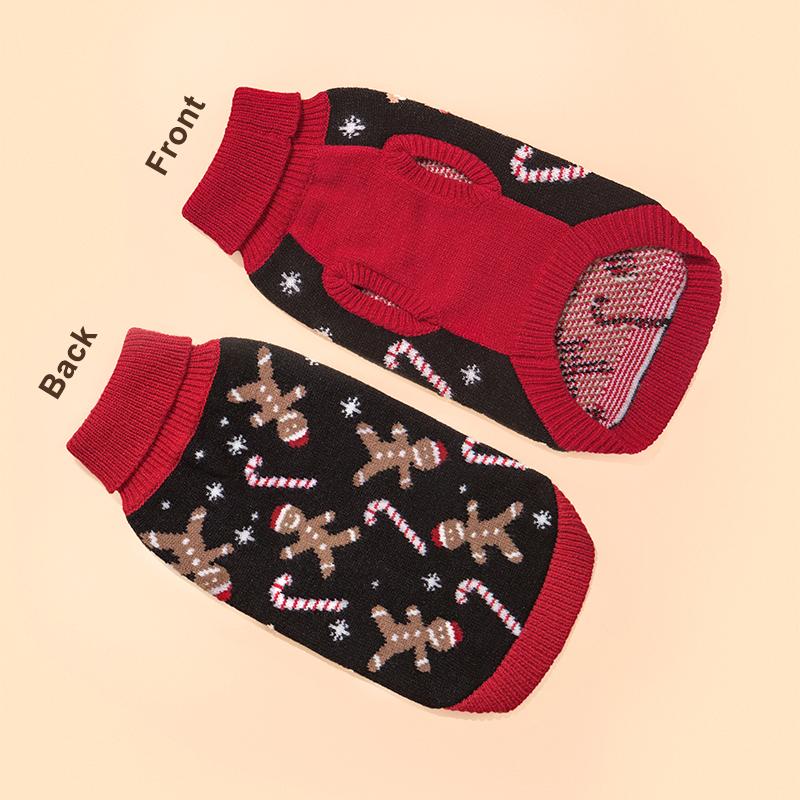 

Вязаная новогодняя водолазка для собак с изображением щенков, зимняя одежда, пуловер, зеленые толстовки, уродливый вязаный рождественский свитер с изображением кошек для маленьких собак XXL