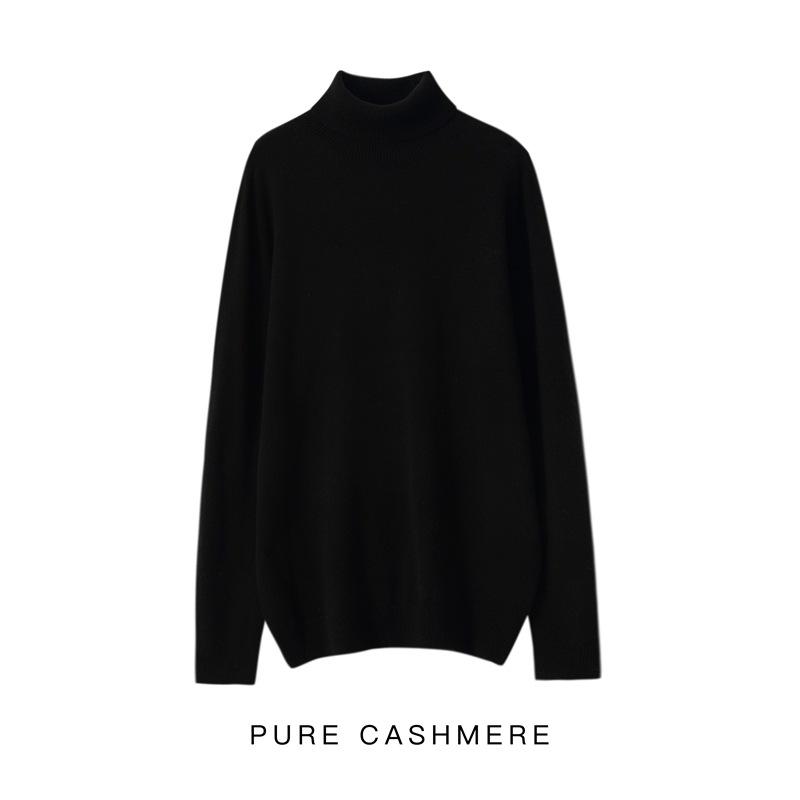 Men's Seamless High Neck 100% Cashmere Sweater - Versatile Autumn/Winter Knitwear