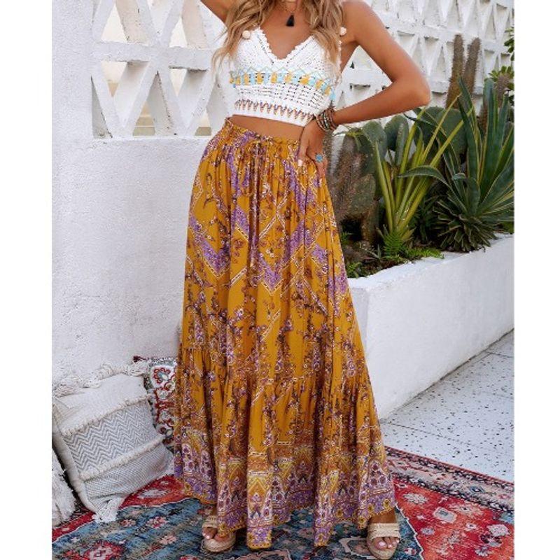 

Bohemia Shoelace Seaside Oversized Beach Dress Yellow 5XL