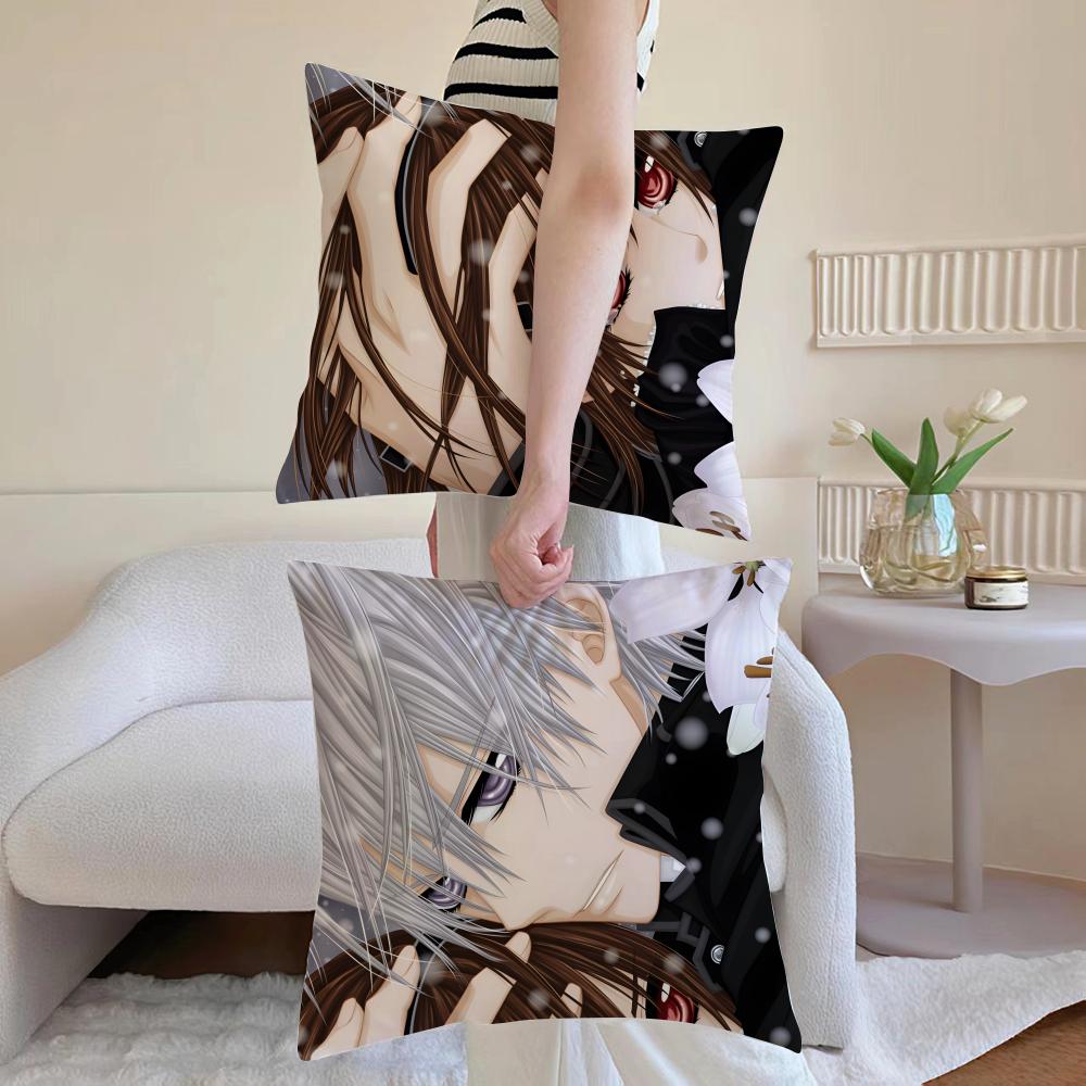 Fashion V-Vampire Knight Anime Cushion Cover Pillowcase Short Plush Invisible Zipper Room Sofa Cushion Cover