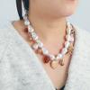 Trendy Pearls Charm Necklace Irregular Pendant Neckchain Adjustable Clavicle Chain Vintage Accessories for Everyday Wear