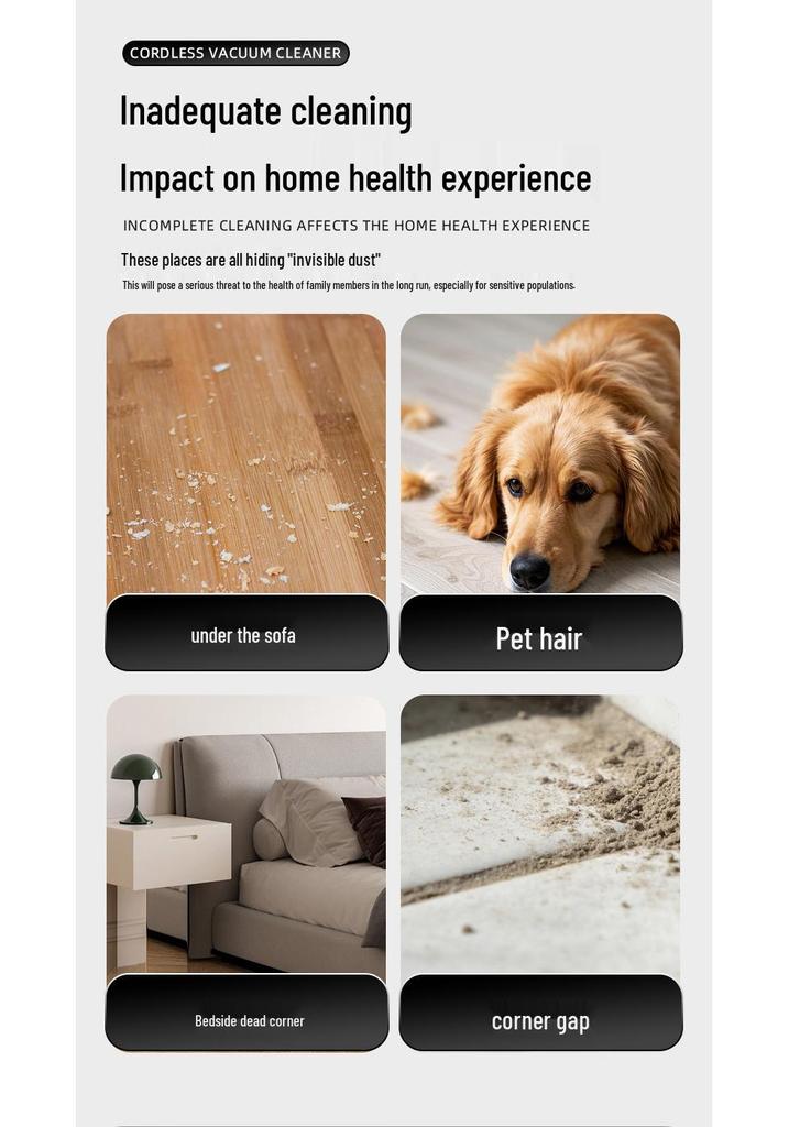 Ultra-Quiet Handheld Wireless Vacuum & Mop Combo - Powerful Suction for Carpets