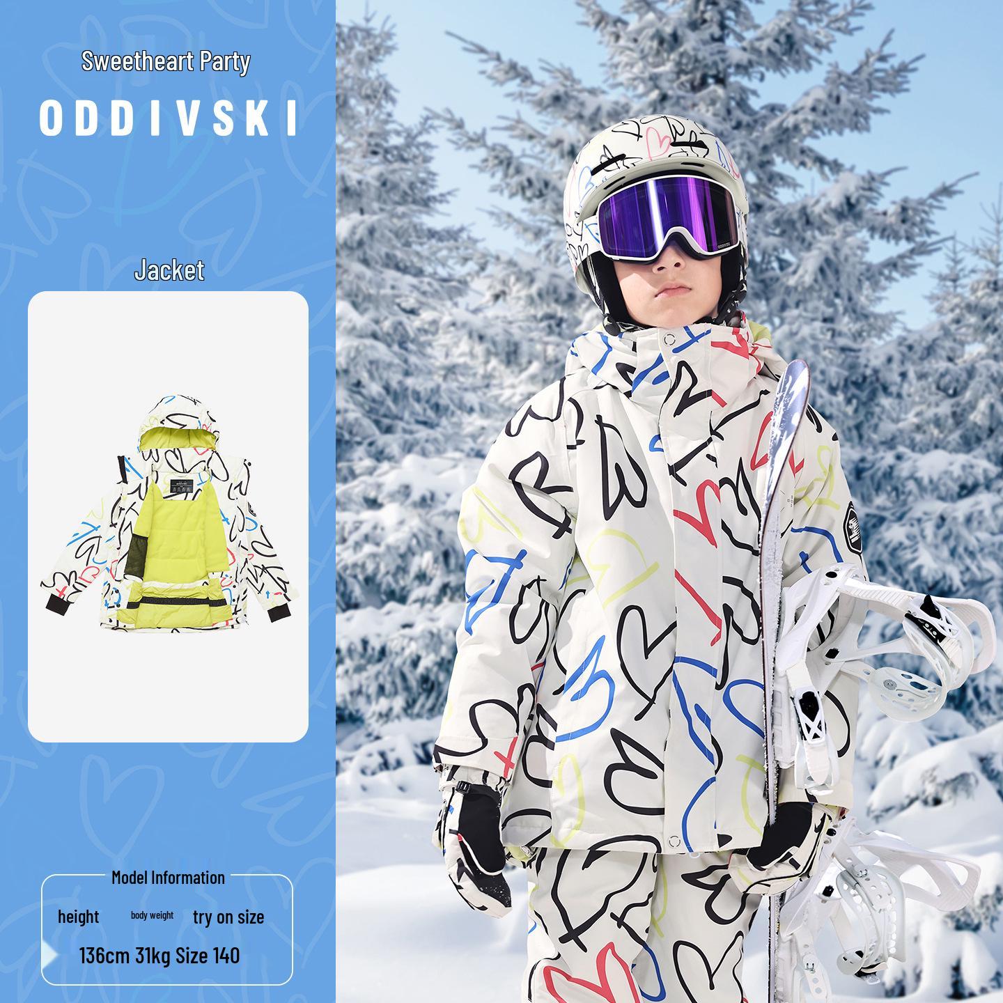 Oddivski 2024 Унисекс Детский Водонепроницаемый 3-слойный Горнолыжный Костюм - Проклеенные Швы и Ветрозащитный для Использования на Открытом Воздухе 150