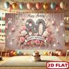 2D flat 2D flat banner 1 piece of a magnificent 80th birthday party banner - featuring a pink and white floral design