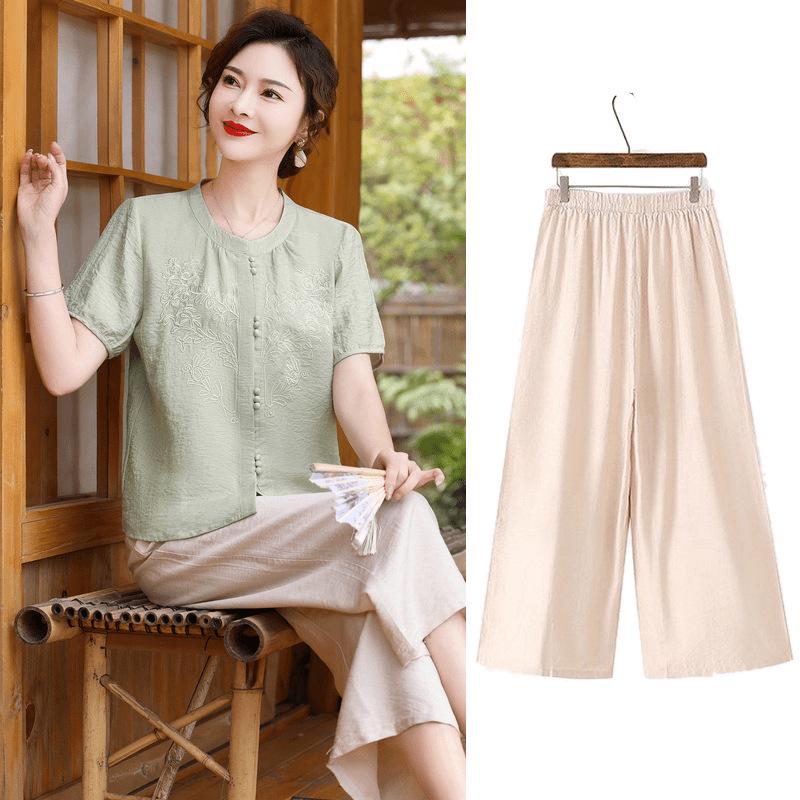 2024 Summer Embroidered Cardigan & Pants Set for Women