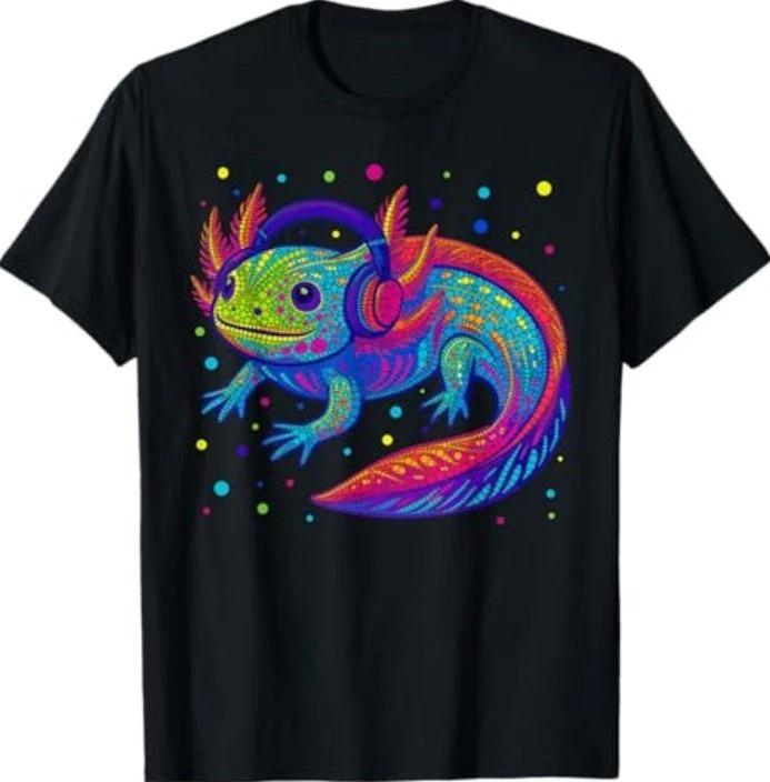 Funny Axolotl Video Gamer Polka Dot Art Student Dot Day Boys T-Shirt L