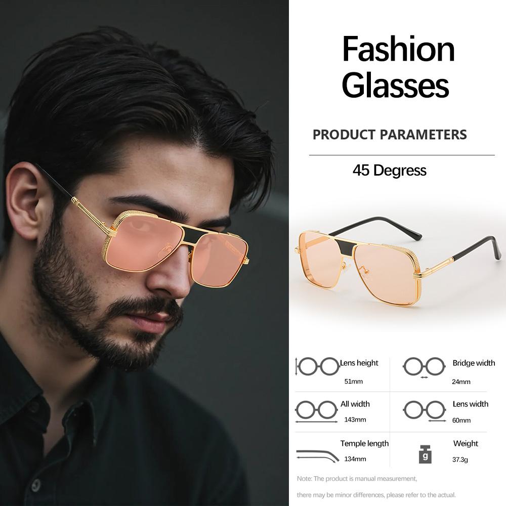 New In Sunglasses for Men Fashionable Large Frame Glasses with Metal Borders Retro and Trendy Items Glasses for Men