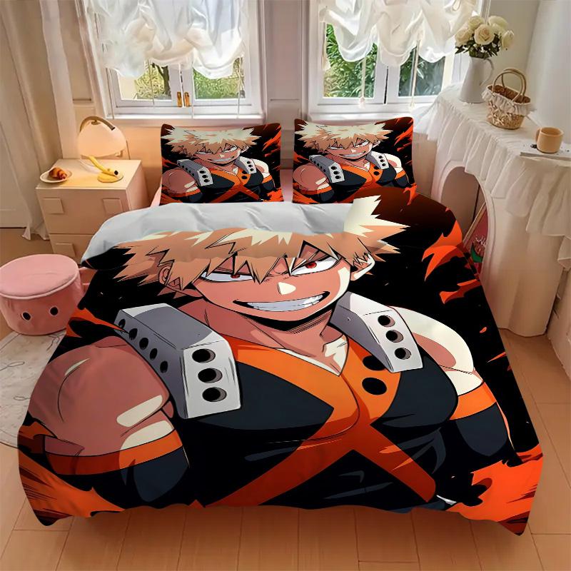 Powerful Anime Hero Print 3Pcs Bedding Setduvet Cover With 2 Bedropillowcase Home Birthday Gift
