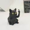 Middle Finger Cat Statue Sitting Black Cat Figurine Resin Animal Sculpture Home Office Desktop Decoration Ornament