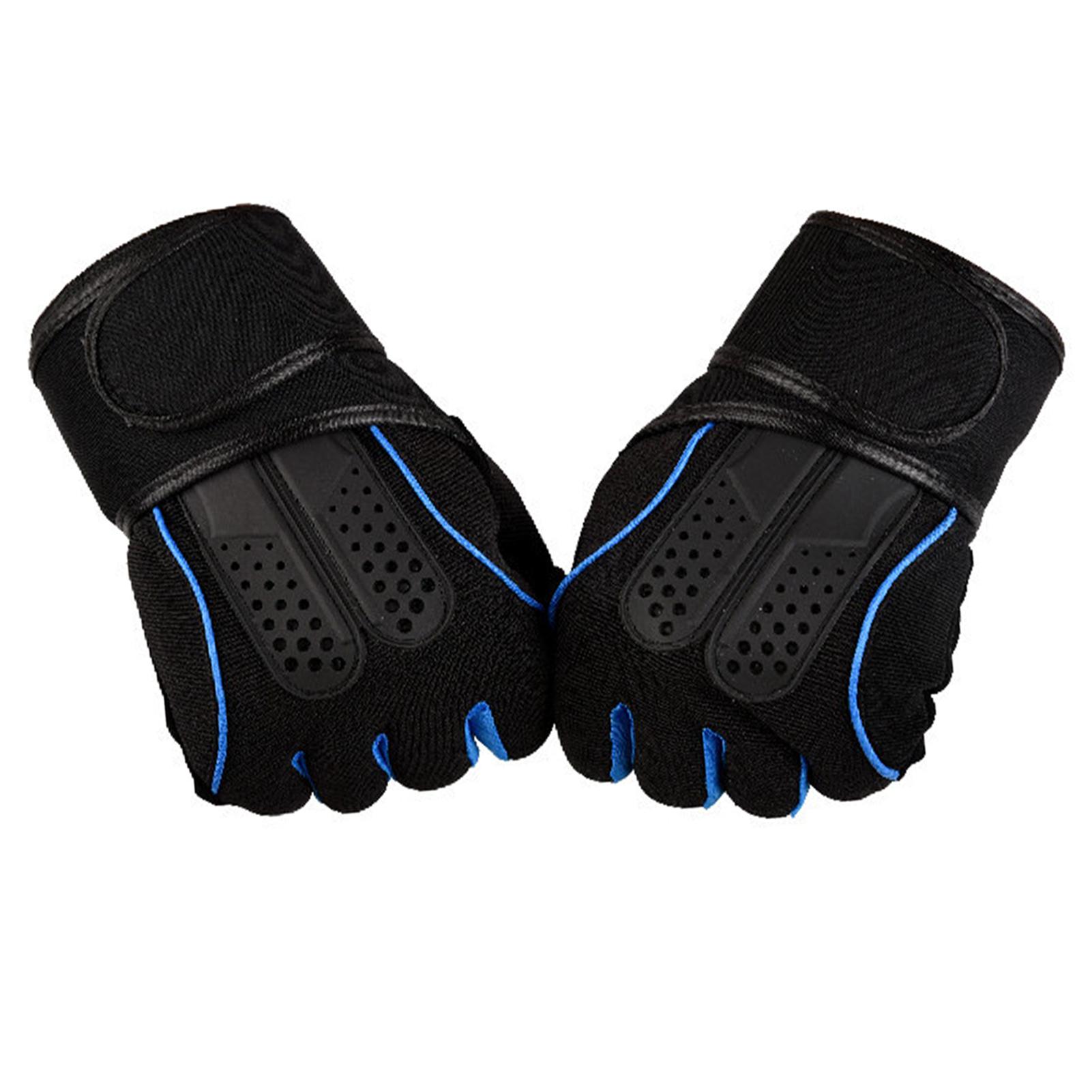 

Фитнес-перчатки дышащие эластичные предотвращающие скольжение без пальцев защита запястья тренировочные перчатки для тяжелой атлетики велоспорта синий