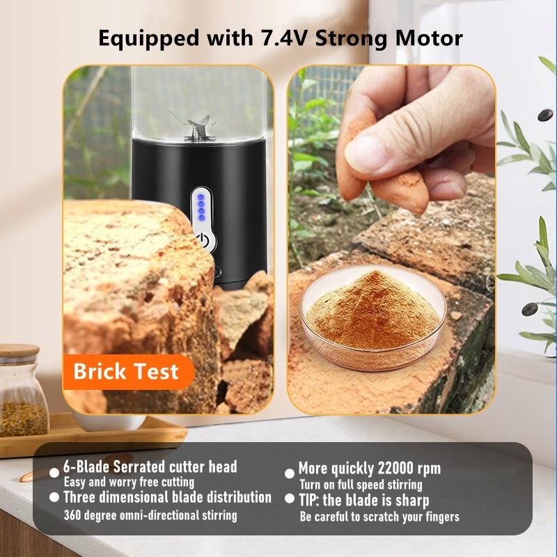 530ML Portable Bottle Blender Household Electric Fruit Juicer Blender 22000 RPM High Power USB Rechargeable Juice Cup